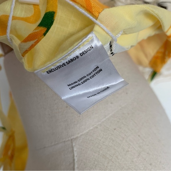 SABO Tillie Strappy Crop Top in Amalfi Citrus Print Yellow Oranges Lemon Print - Picture 12 of 13